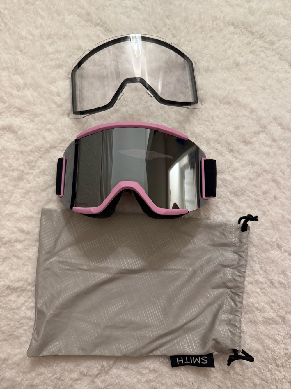 SMITH Women’s Pink and Black Snow Goggles with Spare Clear Lens